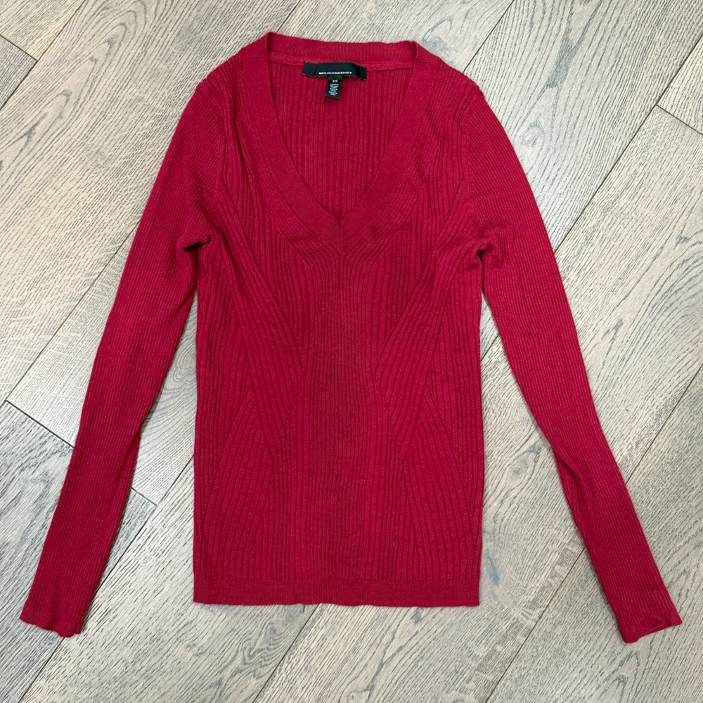 White House Black Market | Red Cashmere Blend Long Sleeve Top | Size XS
